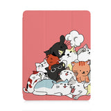 front view of personalized iPad case with pencil holder and Cute Cats design