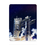 front view of personalized iPad case with pencil holder and Elon Musk SpaceX design