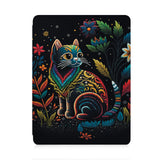 front view of personalized iPad case with pencil holder and Cute Cat design