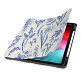 front view of personalized iPad case with pencil holder and Flower design