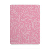 front and back view of personalized iPad case with pencil holder and 06 design