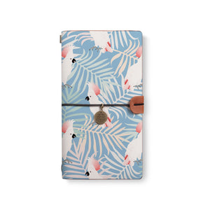 the front top view of midori style traveler's notebook with Bird design