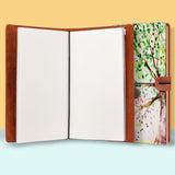 the front top view of midori style traveler's notebook with Watercolor Flower design