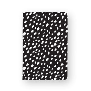 front view of personalized RFID blocking passport travel wallet with Polka Dot design