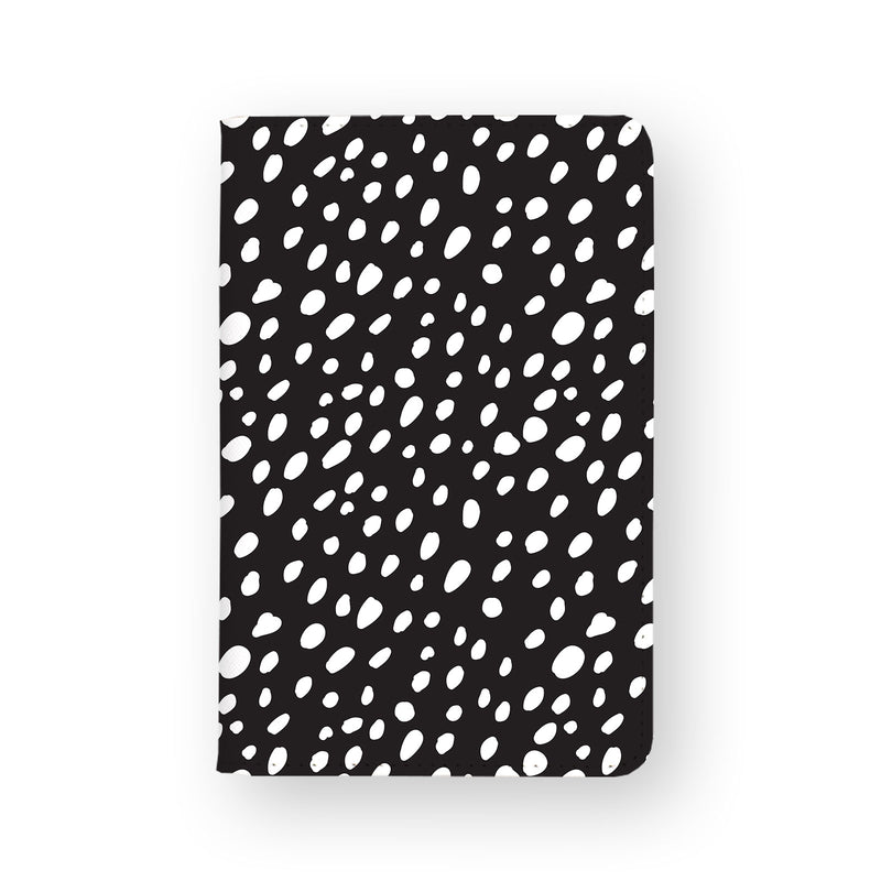 front view of personalized RFID blocking passport travel wallet with Polka Dot design
