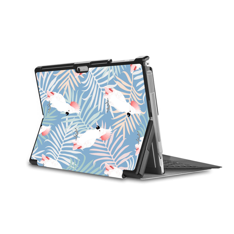 the back side of Personalized Microsoft Surface Pro and Go Case in Movie Stand View with Bird design - swap