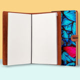 the front top view of midori style traveler's notebook with Butterfly design